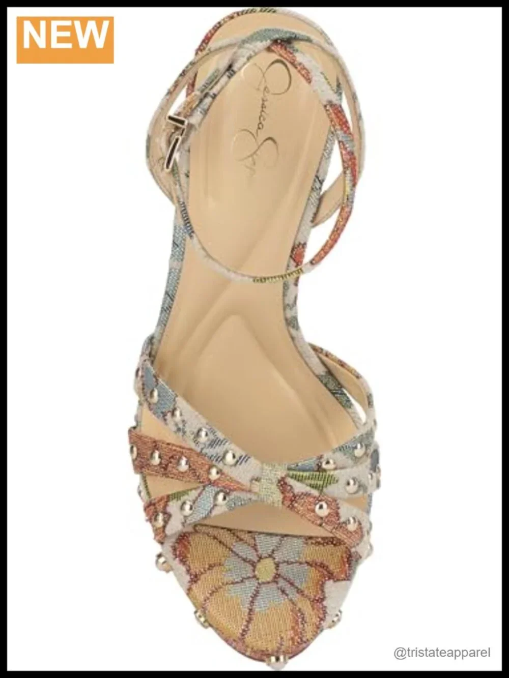 Textile Platform Sandals with Block Heel and Ankle Strap